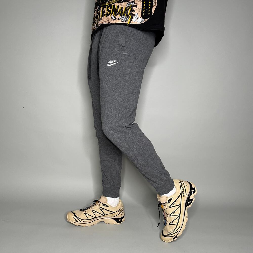 Vintage Y2K Nike Joggers Mens S Grey Cotton Sweatpants Embroidered White Swoosh